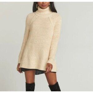 Show Me Your Mumu Marvin Turtleneck Tunic Sweater Marled Cream Knit Boho